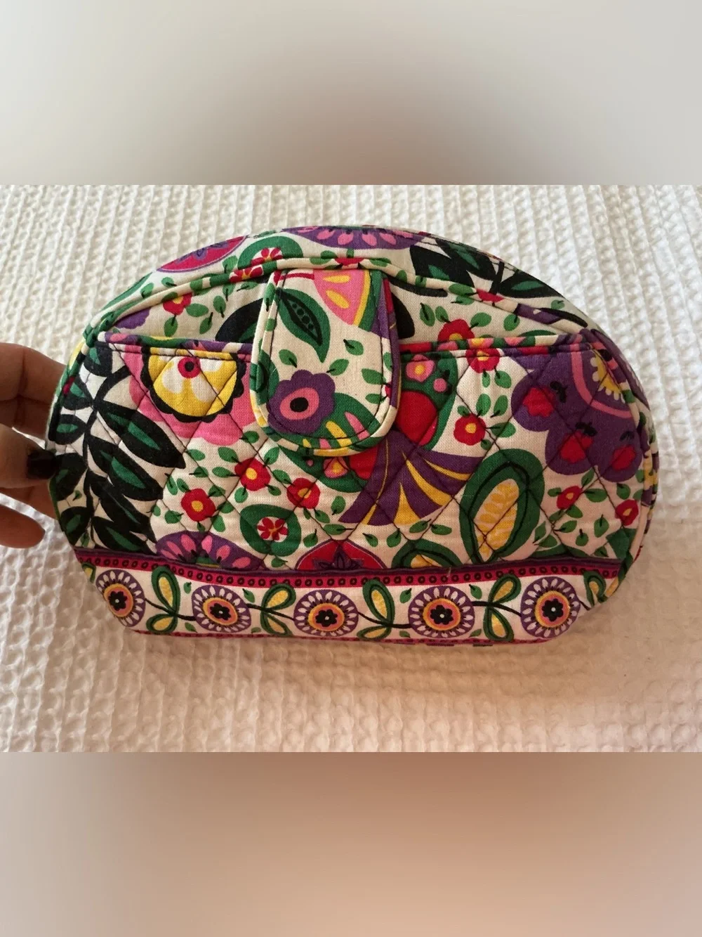 Vera Bradley Quilted Floral Cosmetic Pouch in Purple, Pink, Green & Yellow
